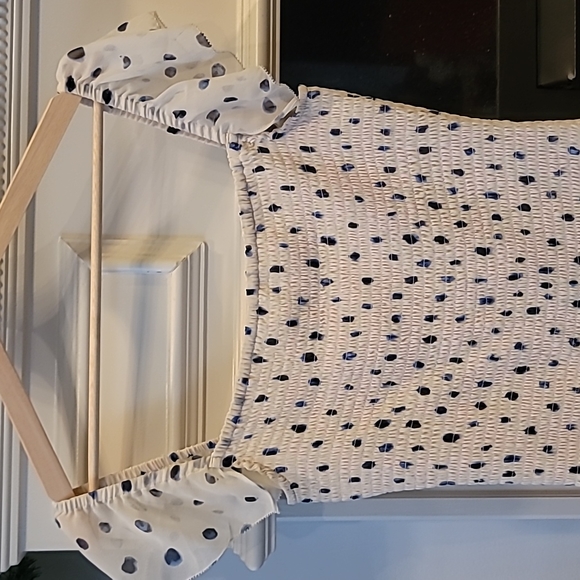 Aritzia Wilfred Eldorado White with Navy Silk Dress - Picture 6 of 9